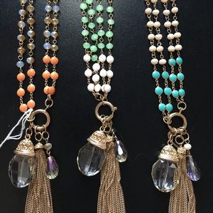 Convertible beaded tassel necklace.
